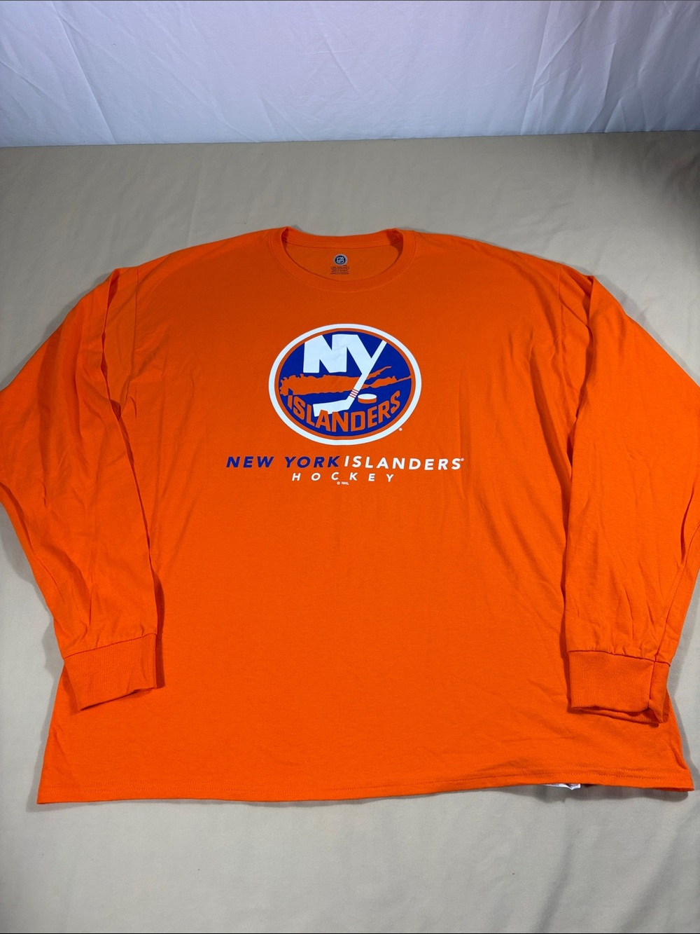 New York Islanders NHL Orange Long Sleeve Graphic Tee Shirt Men's XXL NWT